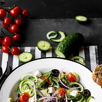 Greek salad with spiralized-cucumber recipe idea