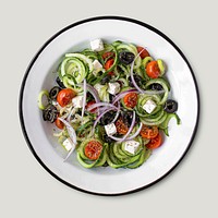 Greek salad with spiralized-cucumber recipe idea