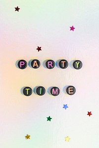 PARTY TIME word alphabet letter beads on pastel