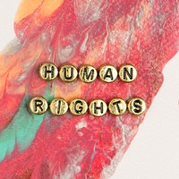 Gold human rights word beads alphabet