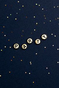 Gold PARTY word beads alphabet