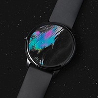Black smartwatch digital device closeup