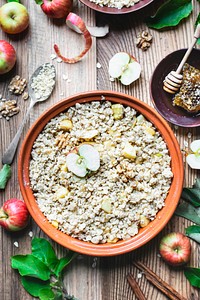 Delicious oatmeal walnuts apple crumble
