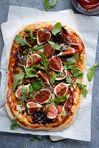 Homemade fig pizza freshly baked healthy food recipe