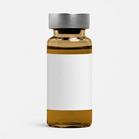 Amber injection vial glass bottle with blank white label