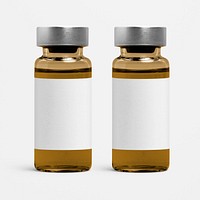 Amber injection vial glass bottle with blank white label