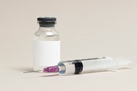 Blank white label on medicine bottle glass vial for injection