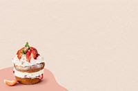 Mini homemade strawberry shortcake pastry beige background