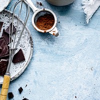 Chocolate ganache truffle ingredients in a kitchen