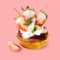 Mini strawberry shortcake mockups psd on pink