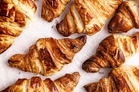 Croissant flat lay food photography
