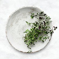 Thyme leaves flat lay food photography