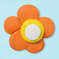 Orange flower clay craft vector cute nature handmade creative art graphic