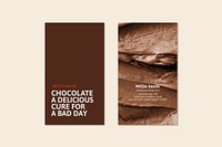 Chocolate business card template vector in brown with frosting texture