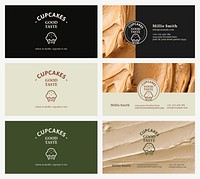 Food business card template vector set with frosting texture