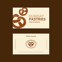 Pastries business card template vector in beige and brown