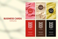 Ice cream business card template vector set with frosting texture