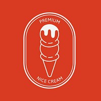 Ice cream business logo vector in cute doodle style
