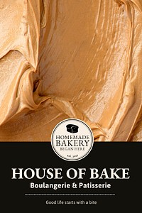 Bakery template vector with brown frosting texture for pinterest post