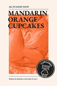 Bakery template vector with mandarin orange frosting texture for pinterest post