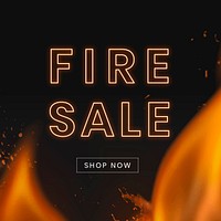 Social media post template, hot sale shopping ad, with burning flame vector