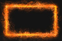 Flame frame, rectangle shape, realistic burning fire vector