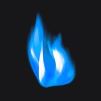 Blue flame sticker, realistic torch fire image vector