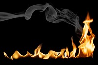 Burning flame border sticker, realistic fire image vector