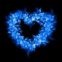 Heart flame sticker, blue creative design vector