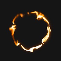 Flame frame, circle shape, realistic burning fire vector