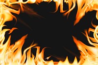 Blazing flame background, orange frame realistic fire image