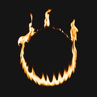 Flame frame, circle shape, realistic burning fire vector