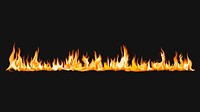 Burning flame border sticker, realistic fire image vector