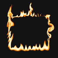 Flame frame, square shape, realistic burning fire vector