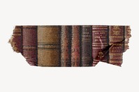 Leather book spines, washi tape element, library image