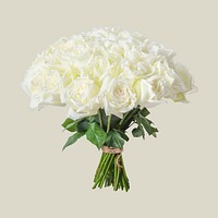 White rose bouquet, collage element psd