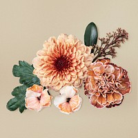 Orange flowers, collage element psd