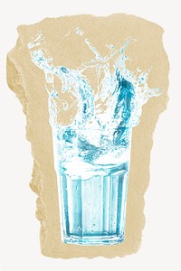 Water splash, drink, ripped paper image