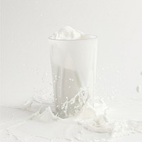 Fresh milk splashing from a glass