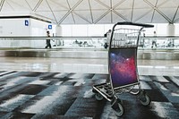 Airport luggage trolley in a passenger terminal