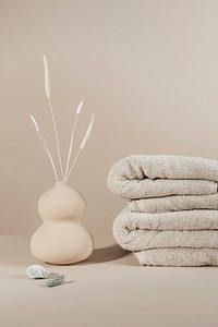 Clean natural brown towels bathroom design