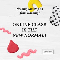 Online class education template vector plasticine clay patterned social media ad