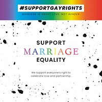 Pride month template vector with support marriage equality quote for social media post