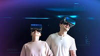 Happy couple enjoying the VR headset