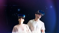 Happy couple enjoying the VR headset