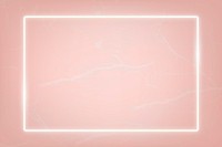 Rectangle white neon frame on a pastel pink marble  background vector