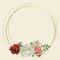 Floral gold frame on beige background vector