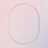 Oval gold frame on pink corduroy textured background vector