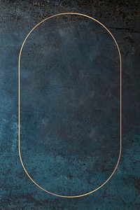 Oval gold frame on grunge blue background vector