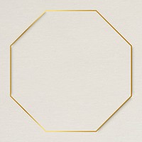 Octagon gold frame on beige background vector